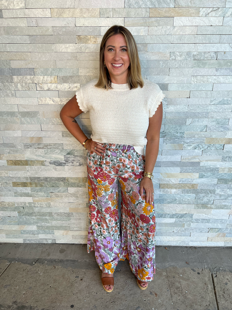 パンツ house on the hill Parent Pants (Flower) Groovy Garden Wide Leg Pants – Southern Bliss Boutique