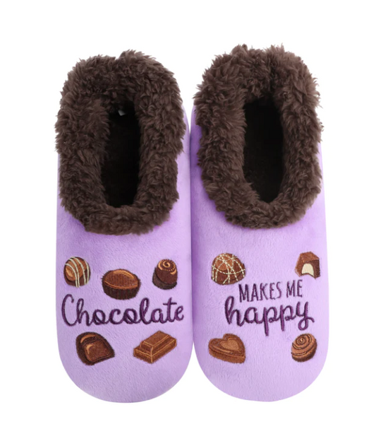 * Chocolate Makes Me Happy - Snoozies! Slippers