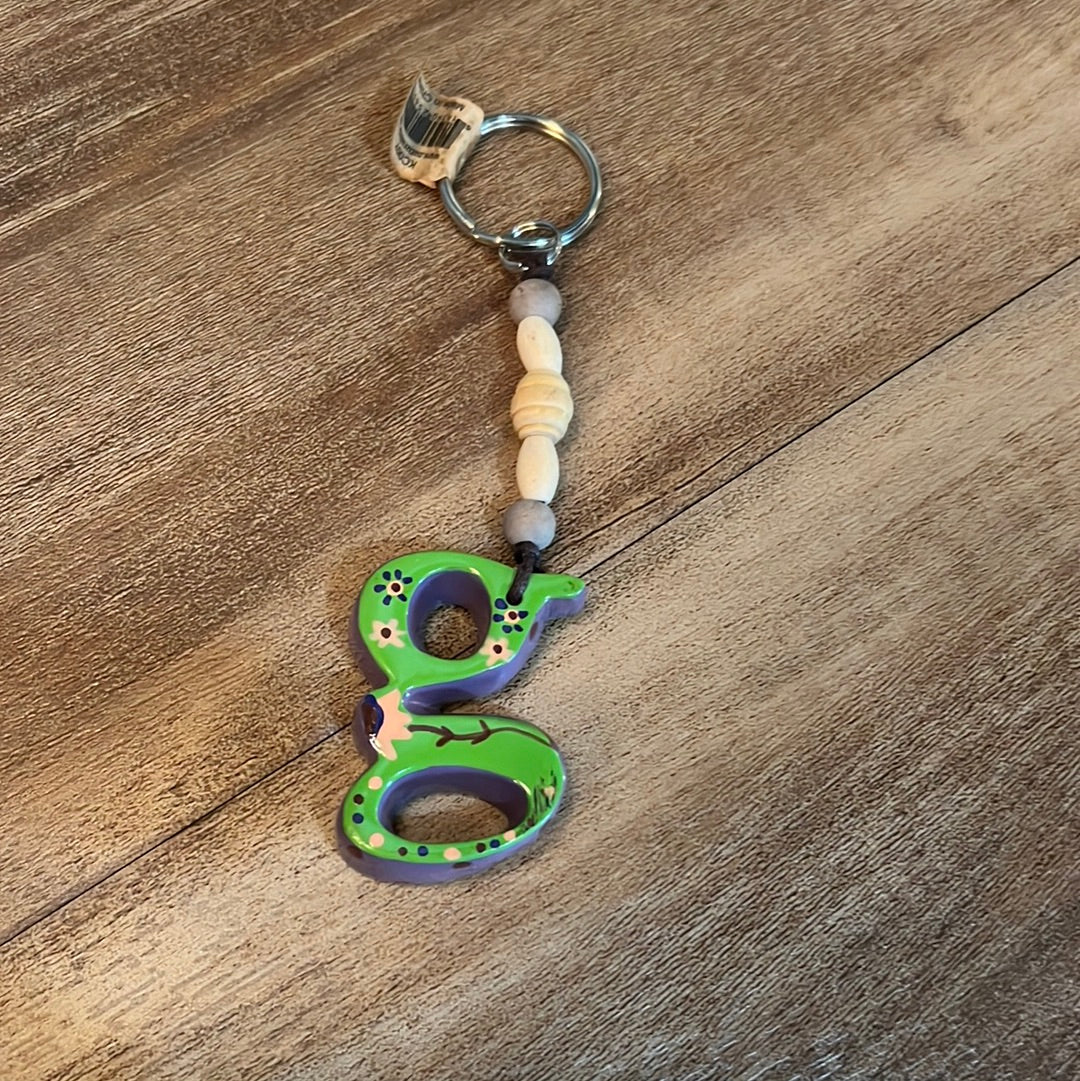 * Natural Life Initial Wooden Beaded Keychains