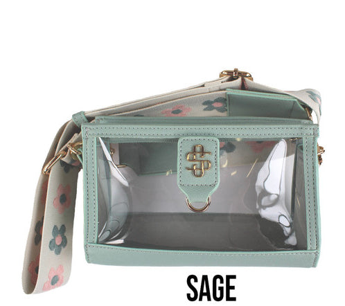 Sage Faux Leather Clear Bag