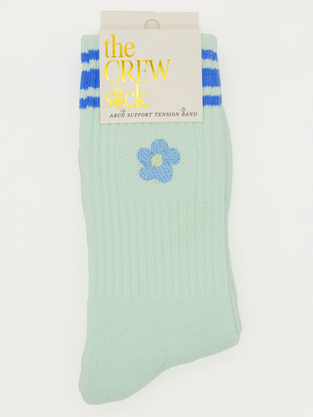 . Simply Southern Women's Embroidered Flower Crew Socks