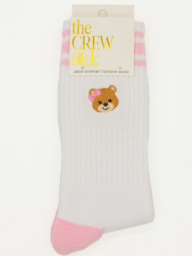 . Simply Southern Women's Embroidered Bear Crew Socks