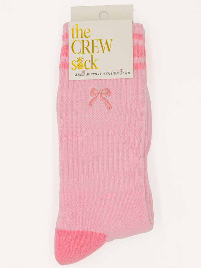 . Simply Southern Women's Embroidered Small Bow Crew Socks