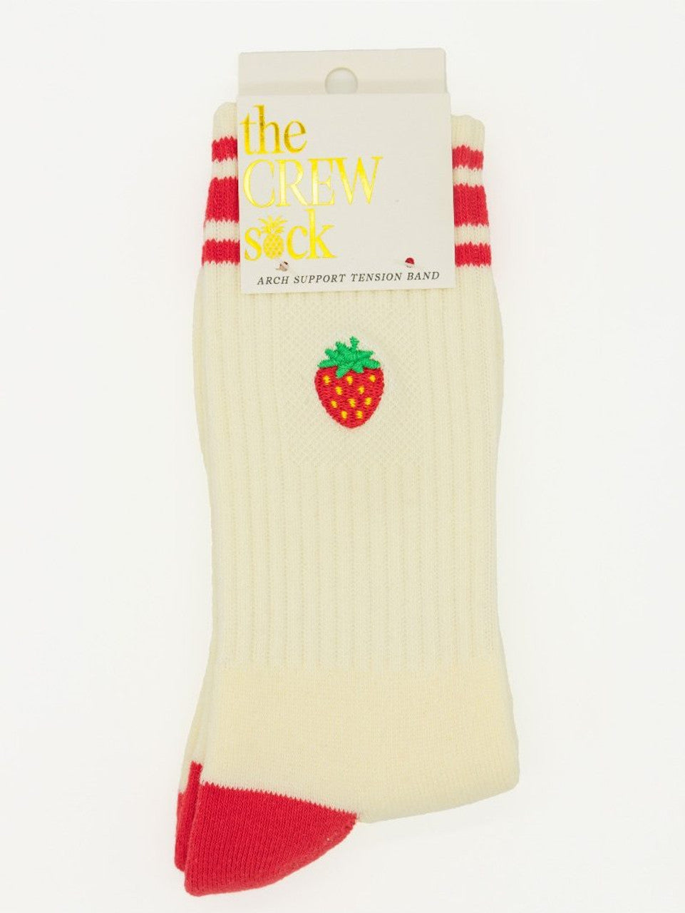 . Simply Southern Women's Embroider Strawberry Crew Socks