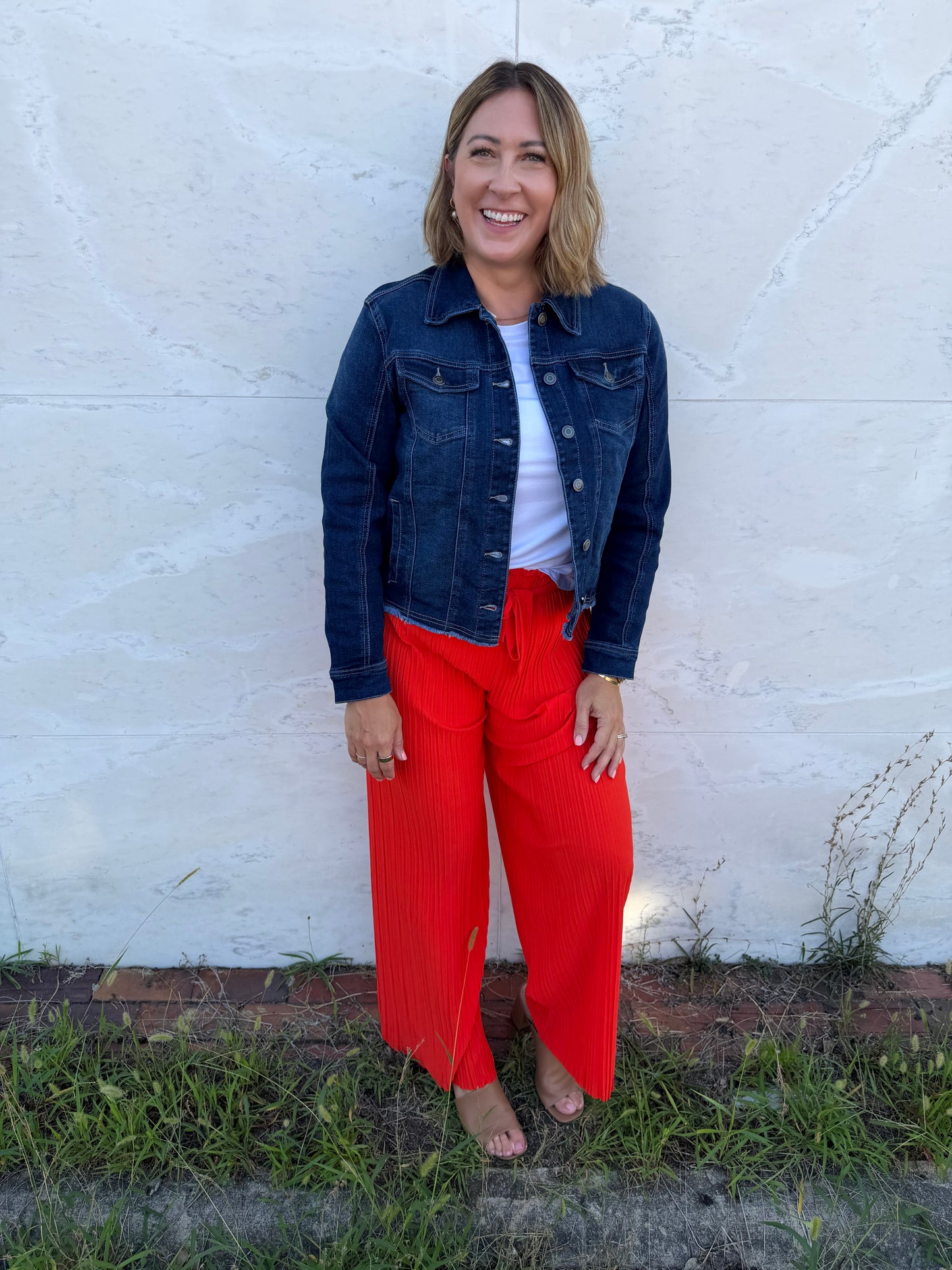Orange Love Tie Front Pleated Pant
