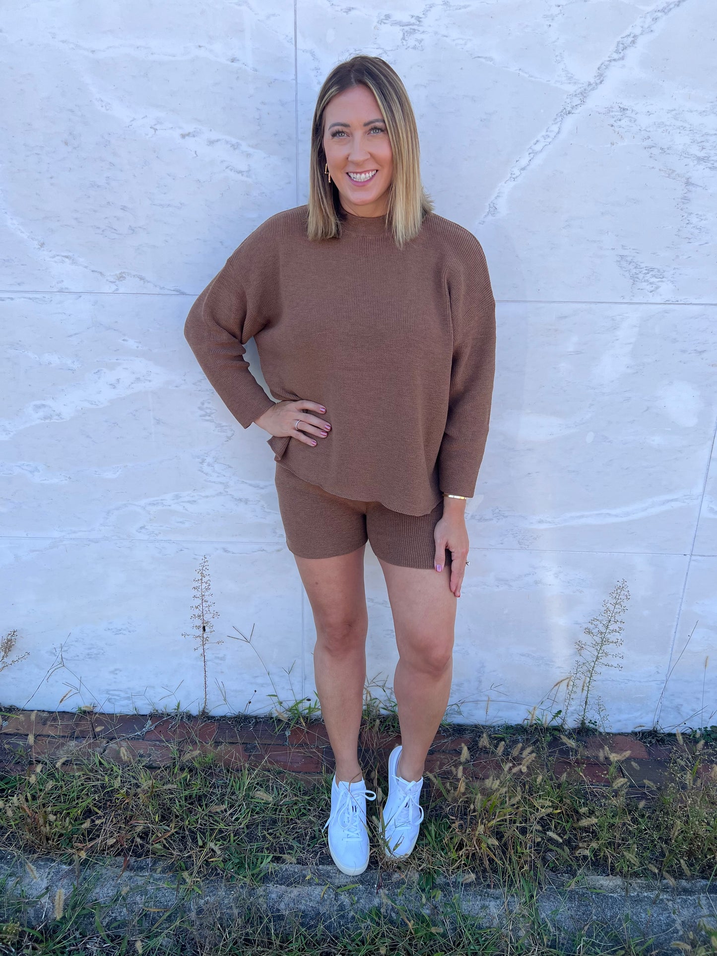 Lounging Vibes Round Neck Sweater and sweater Short Set