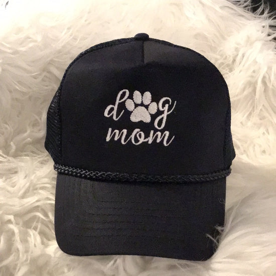 * Embroidered Navy Dog Mom Trucker Hat
