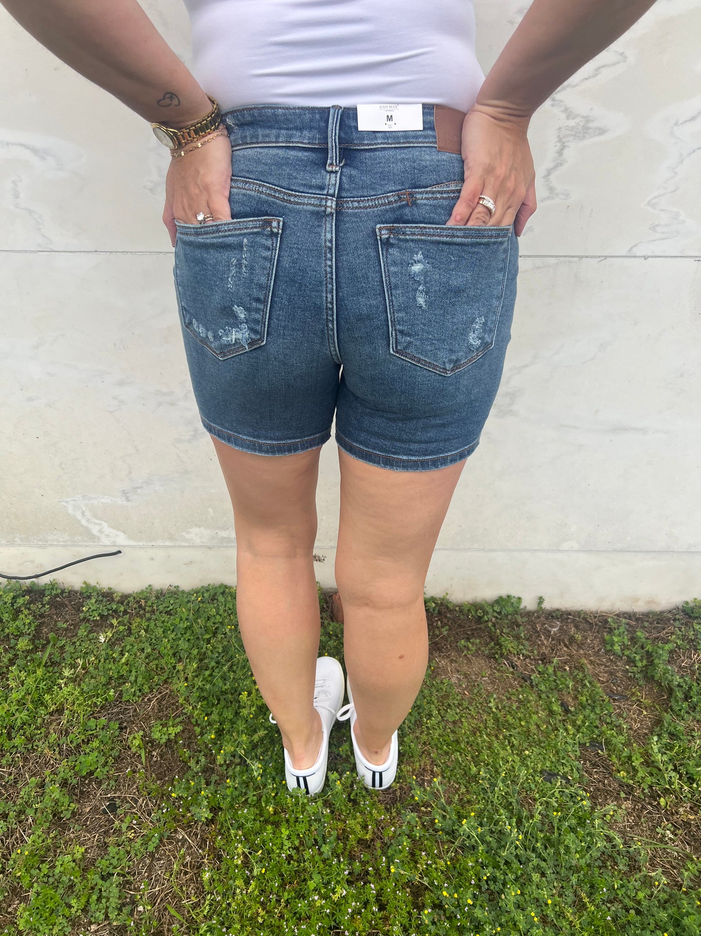 . Judy Blue Mid Rise Dad Shorts