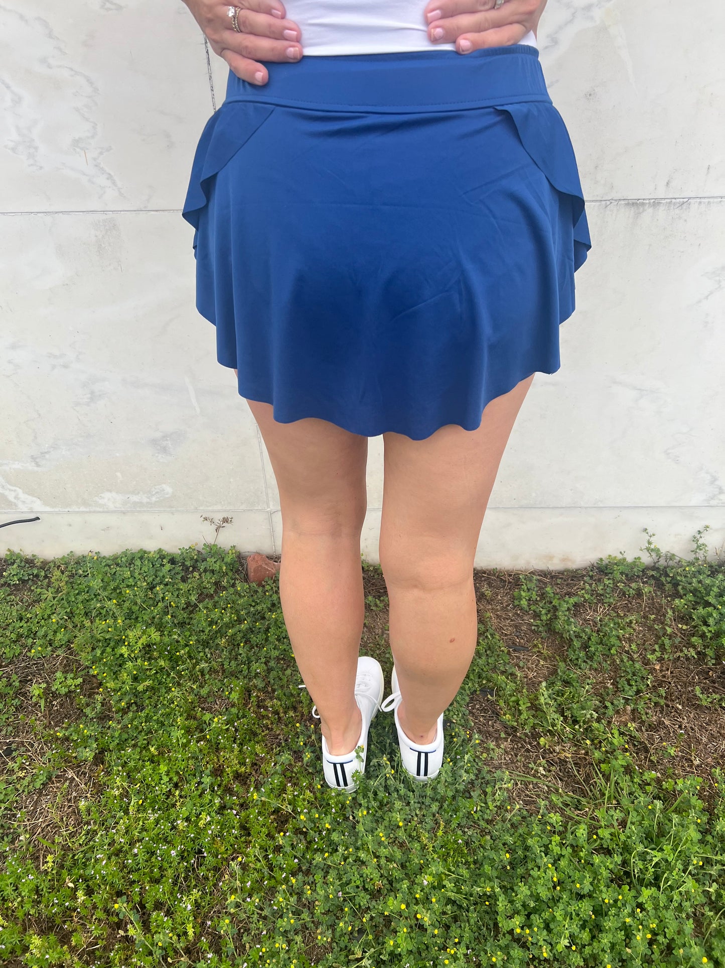 . Lake Breeze Ruffle Hem Blue Tennis Skort