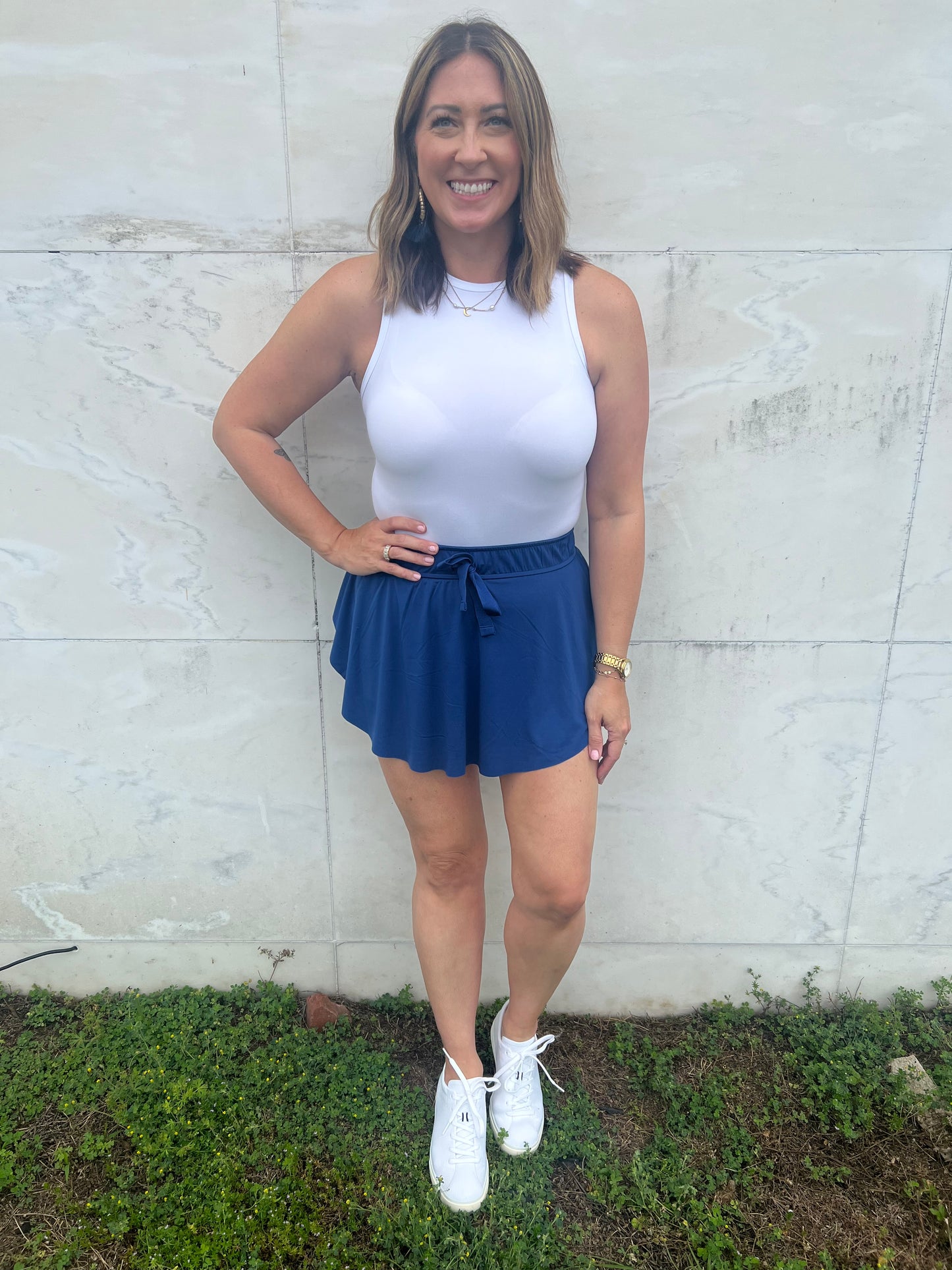 Lake Breeze Ruffle Hem Blue Tennis Skort