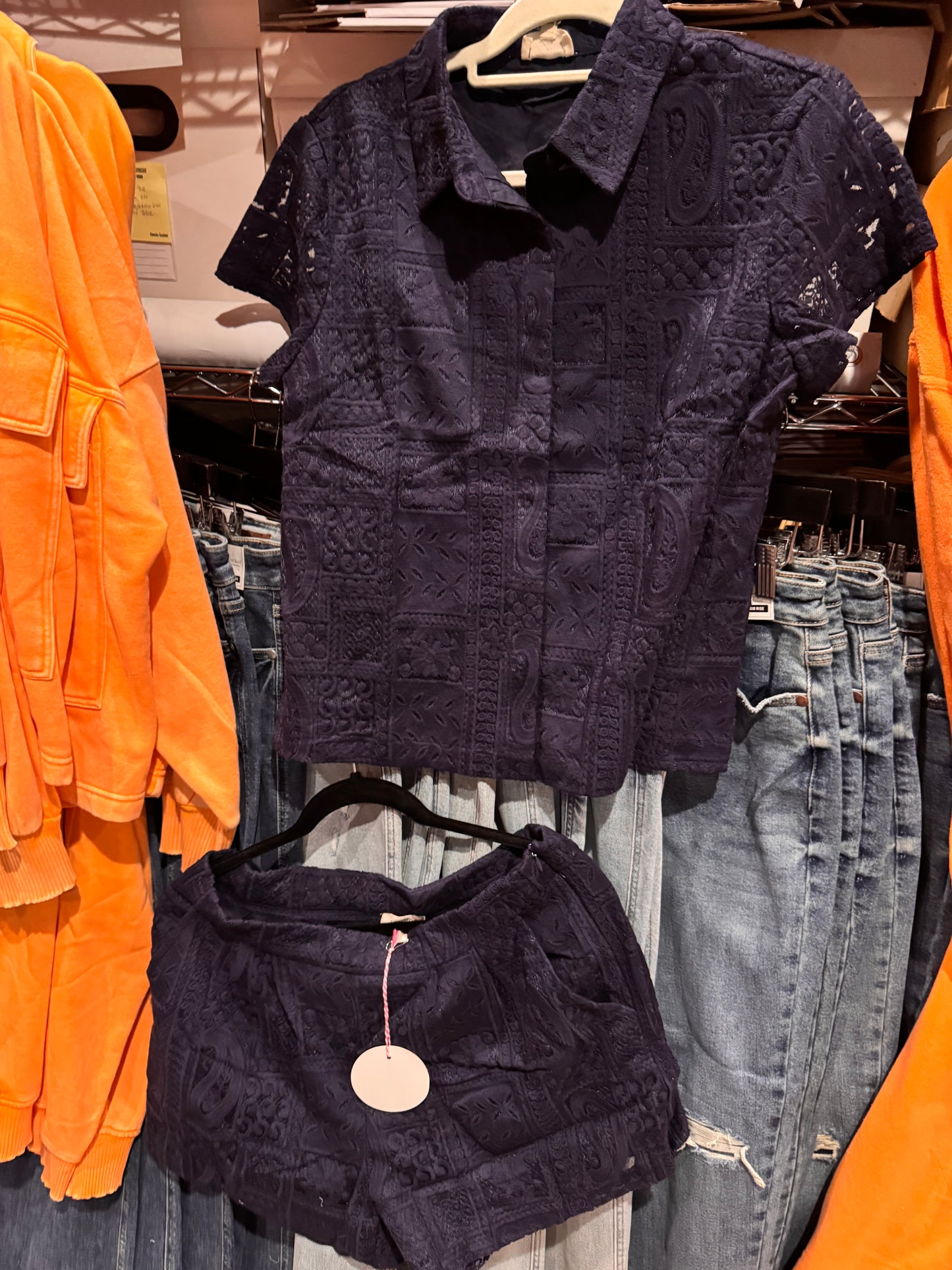 Sunday Funday Navy Short Set