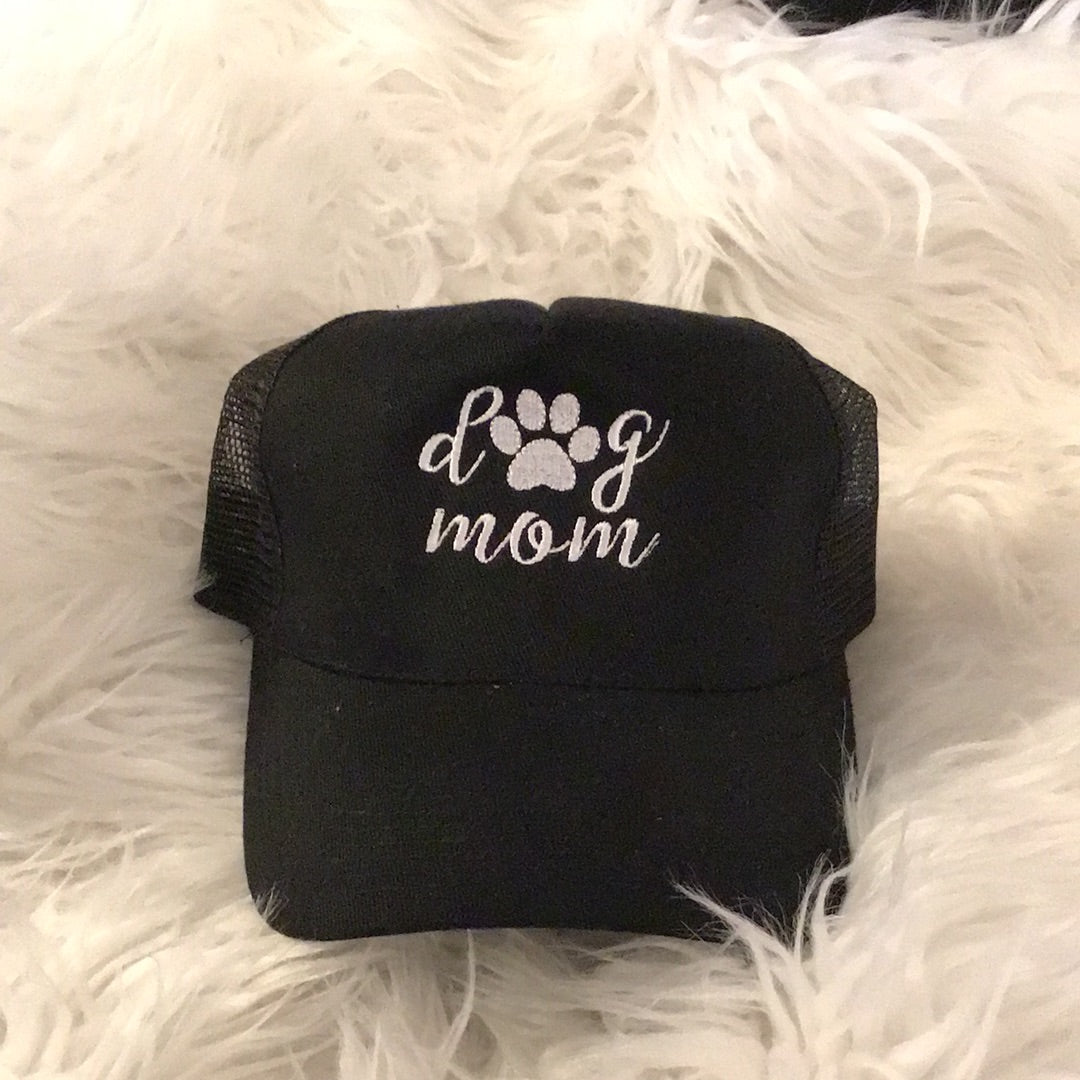 - Embroidered Dog Mom or Dog Dad Trucker Hat- Black