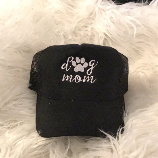 - Embroidered Dog Mom or Dog Dad Trucker Hat- Black