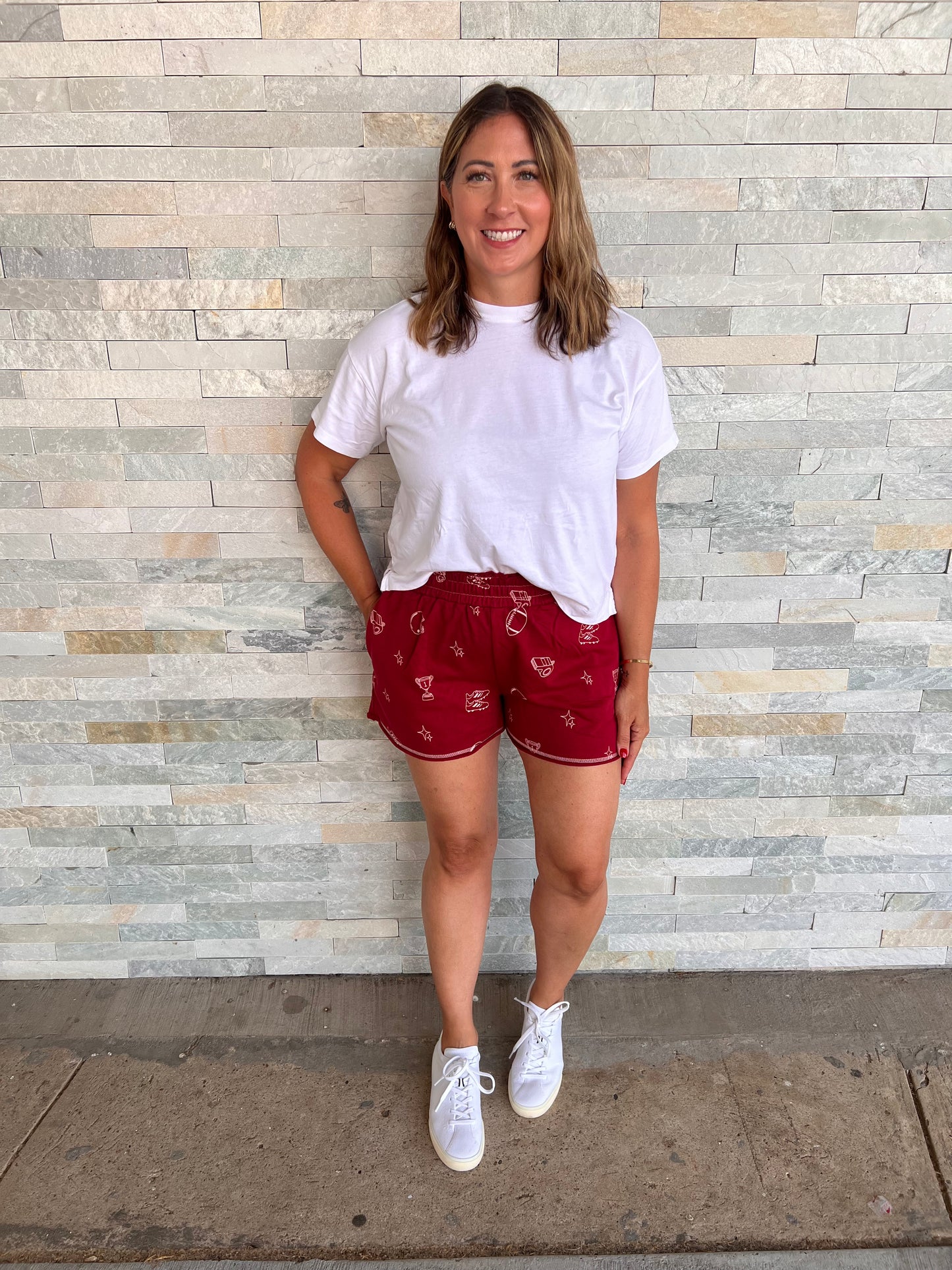 Wine Graphic Print Game Day Terry Shorts