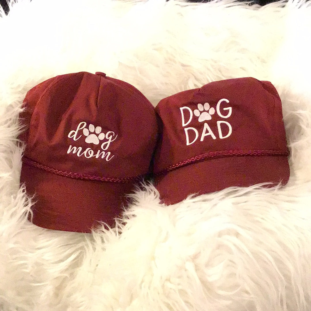 *  Dog Mom or Dad Trucker Style Hat - Burgundy