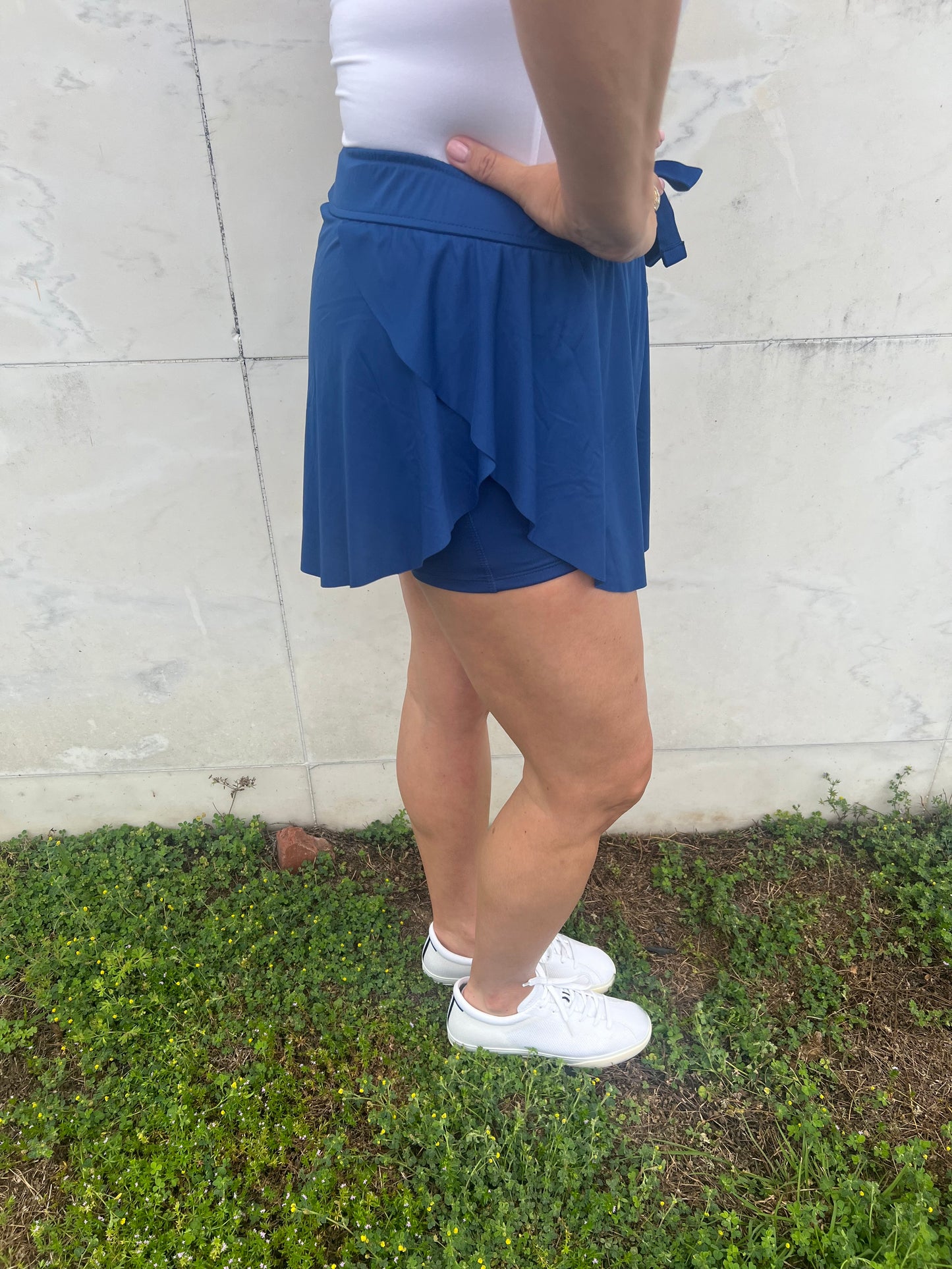 . Lake Breeze Ruffle Hem Blue Tennis Skort