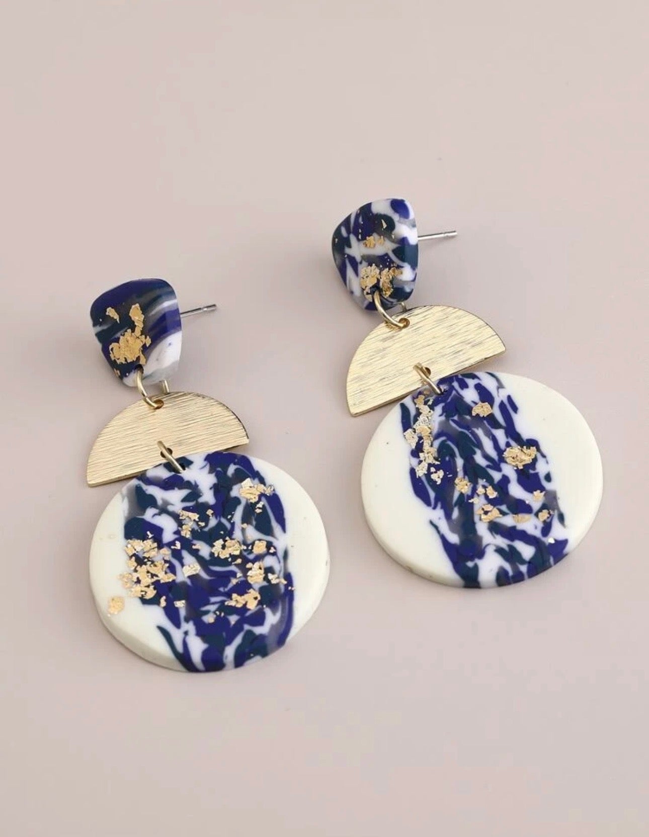. Missy Blue and Gold Tiered Earrings
