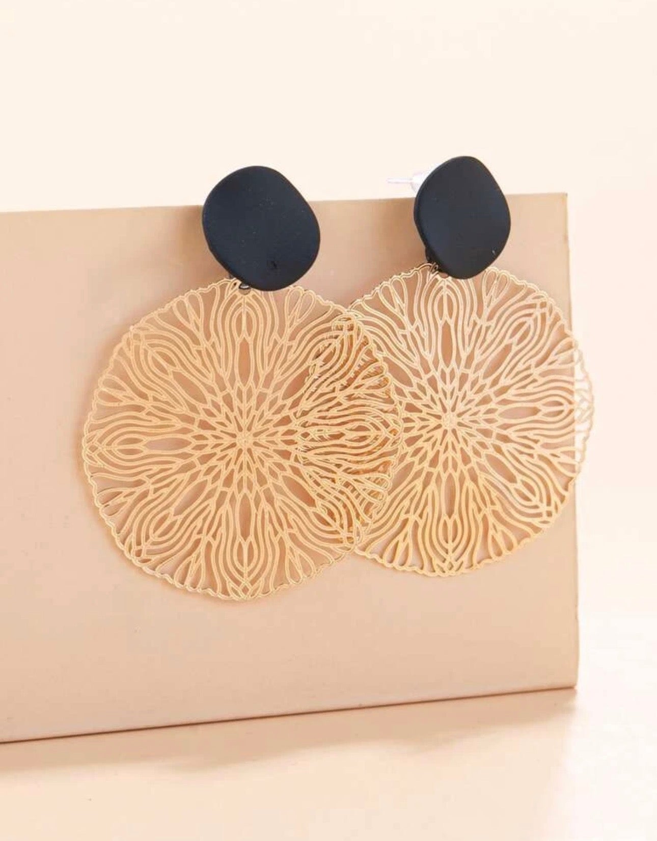 . Naomi Gold Circle Filagree Earrings
