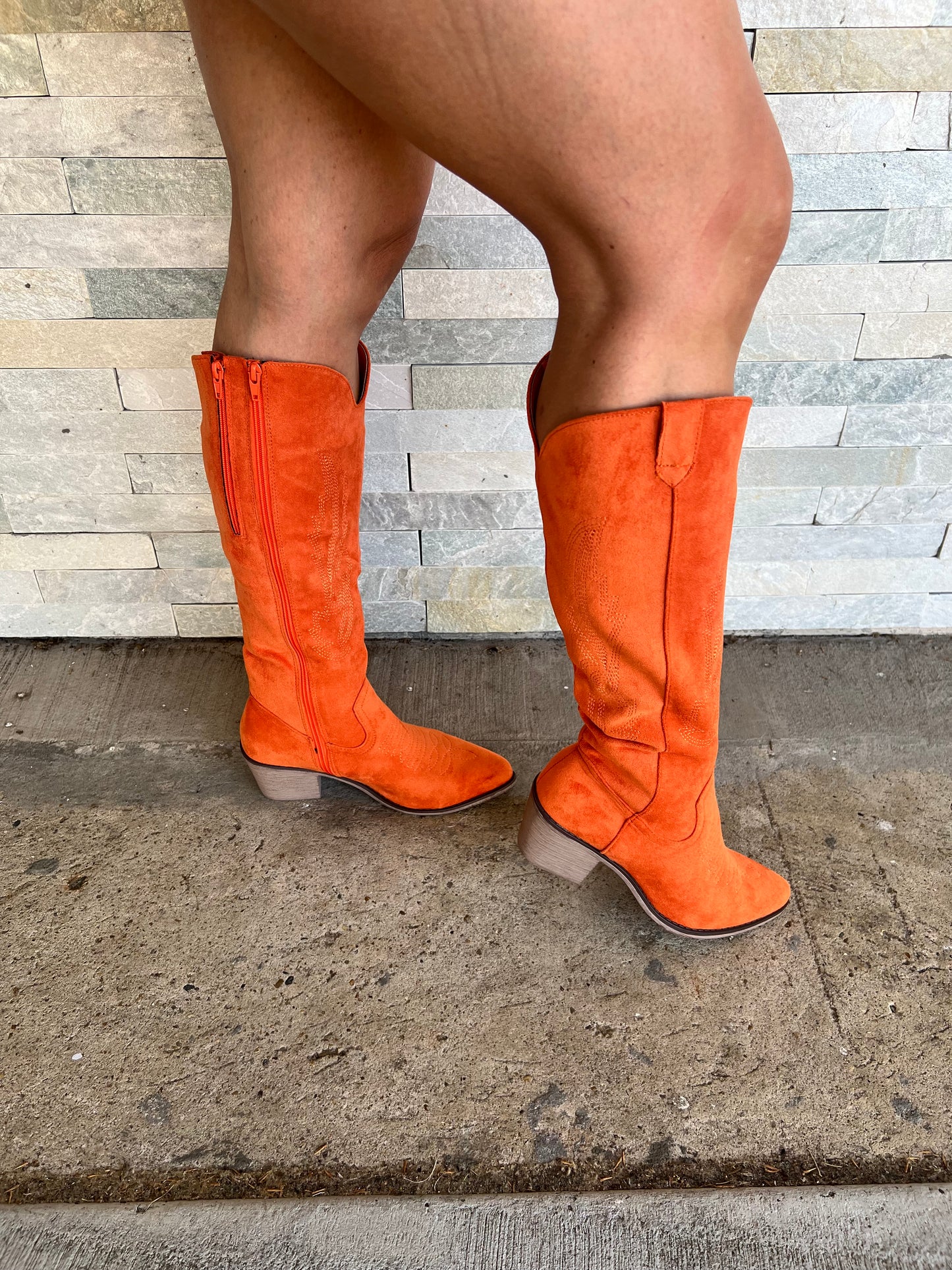 Orange Suede Tall Boot