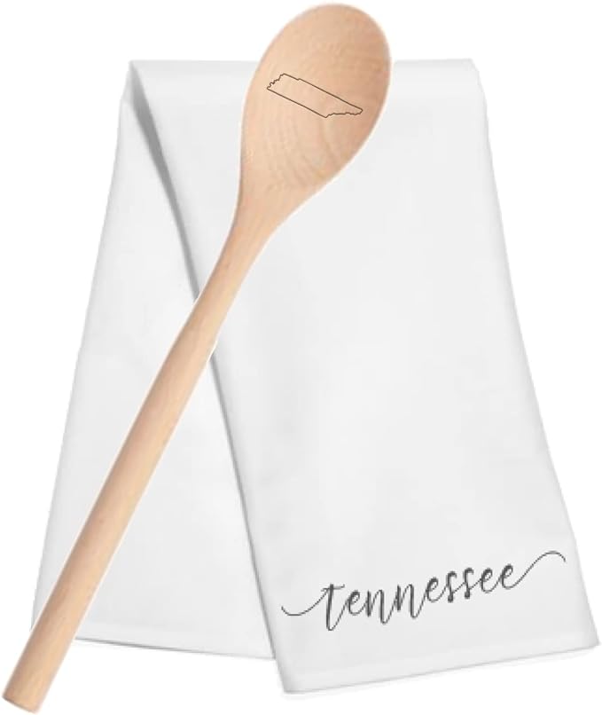 * Tennessee Embroidered Tea Towel and Wood Spoon Set