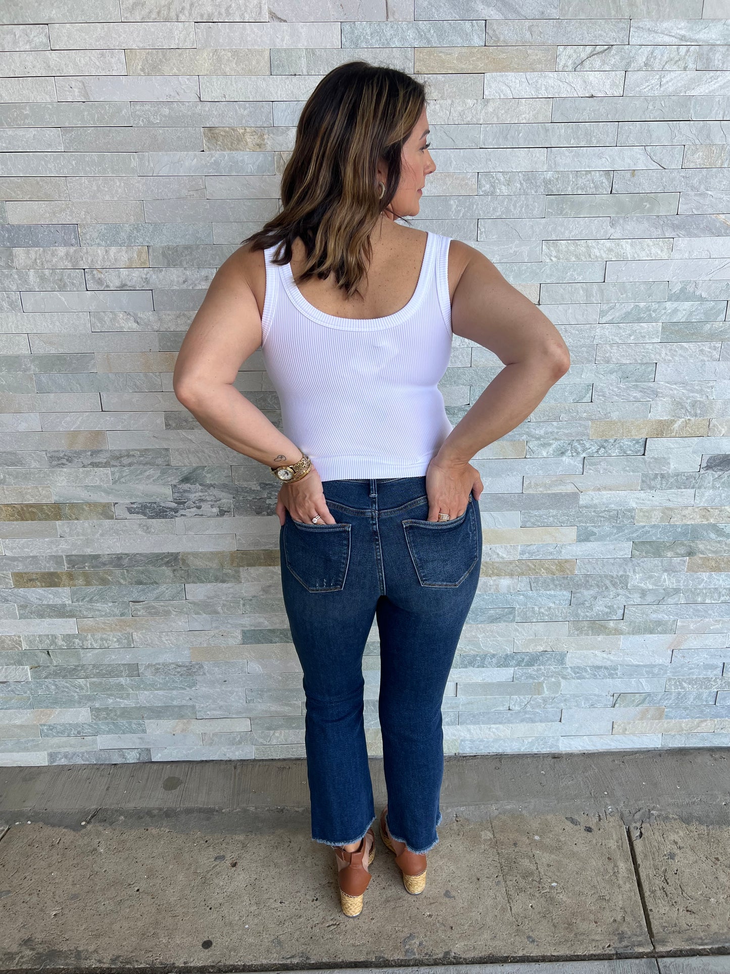 . Judy Blue HW Dark Wash Kick Flare Jeans