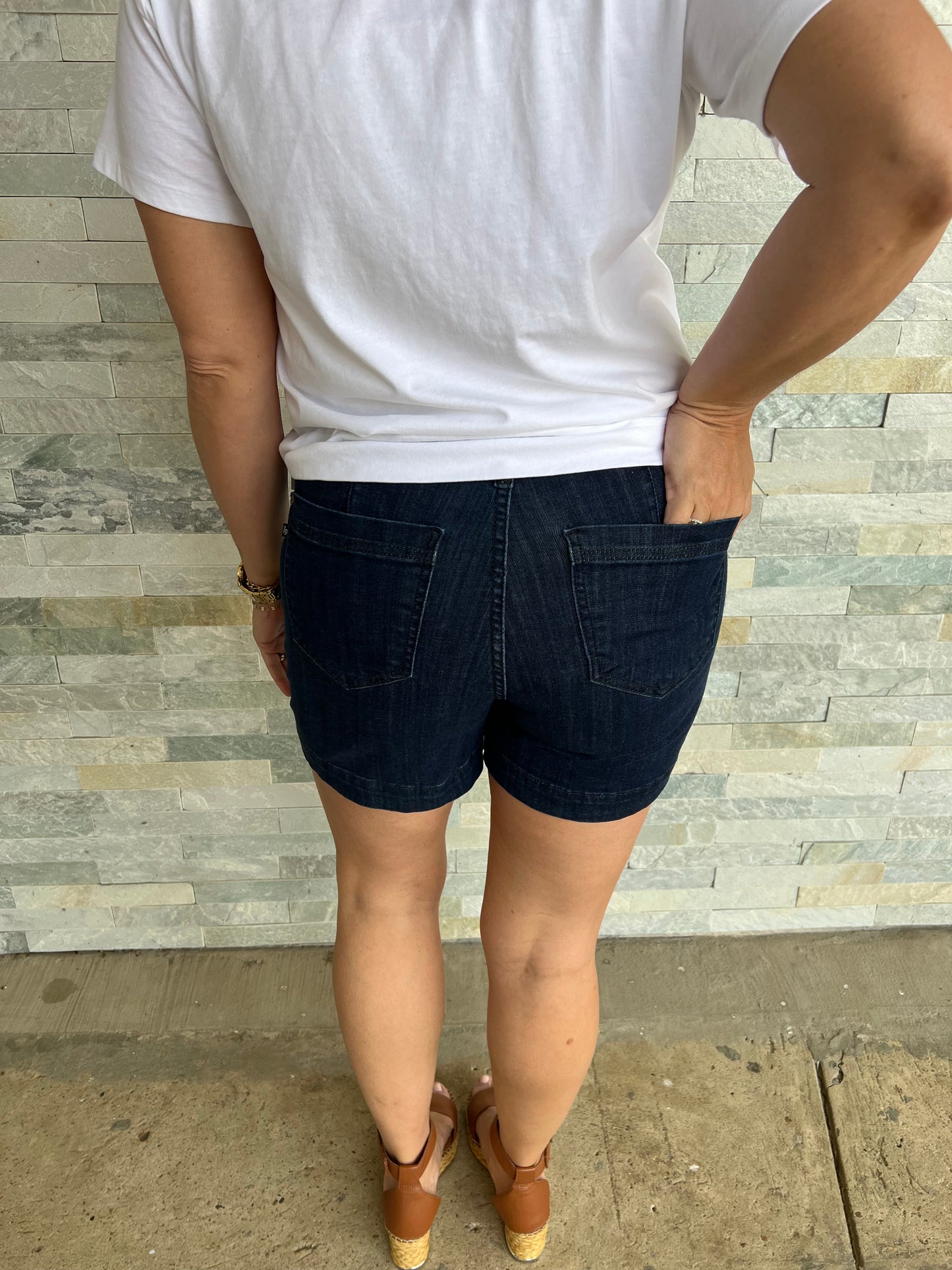 . Judy Blue HW Denim Trouser Shorts