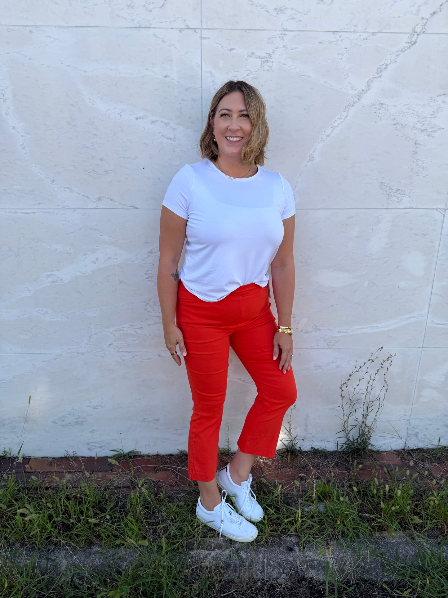 Pull On Millenium Orange Cropped Flare Pant