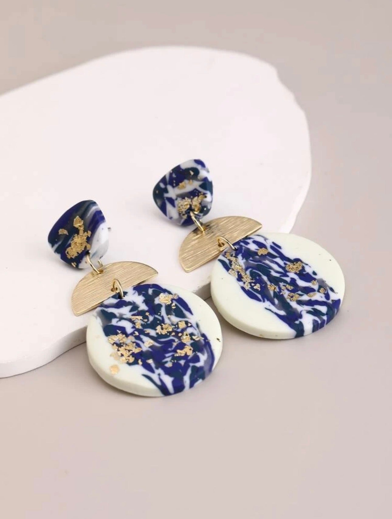 - Missy Blue and Gold Tiered Earrings