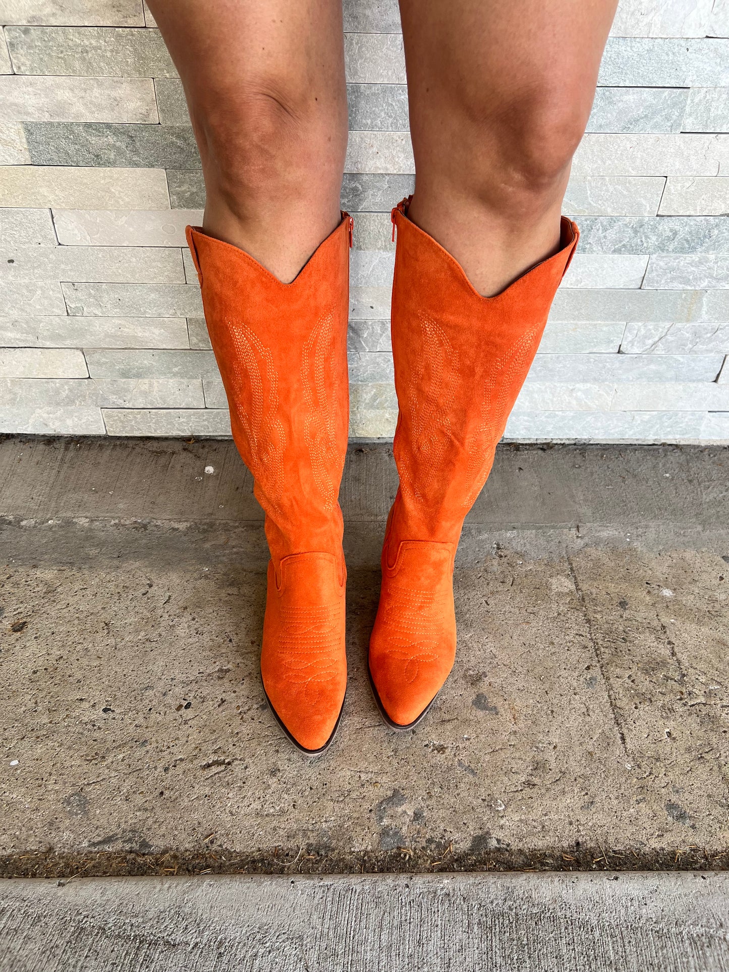 Orange Suede Tall Boot