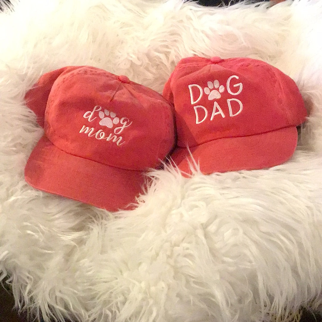 * Embroidered Heathered Red Dog Mom or Dog Dad Hat