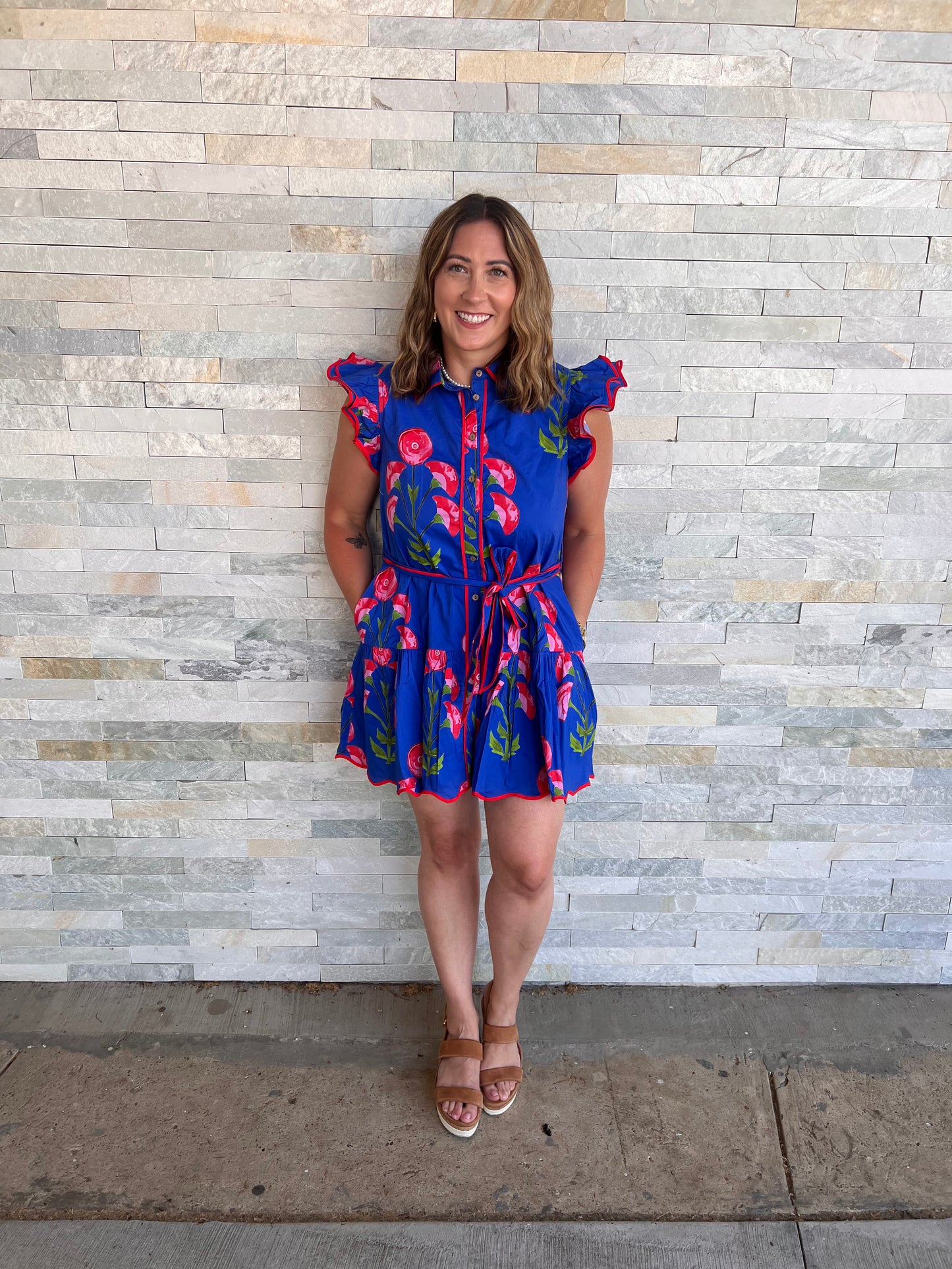 Find Time For Love Royal Blue Dress with Poppies