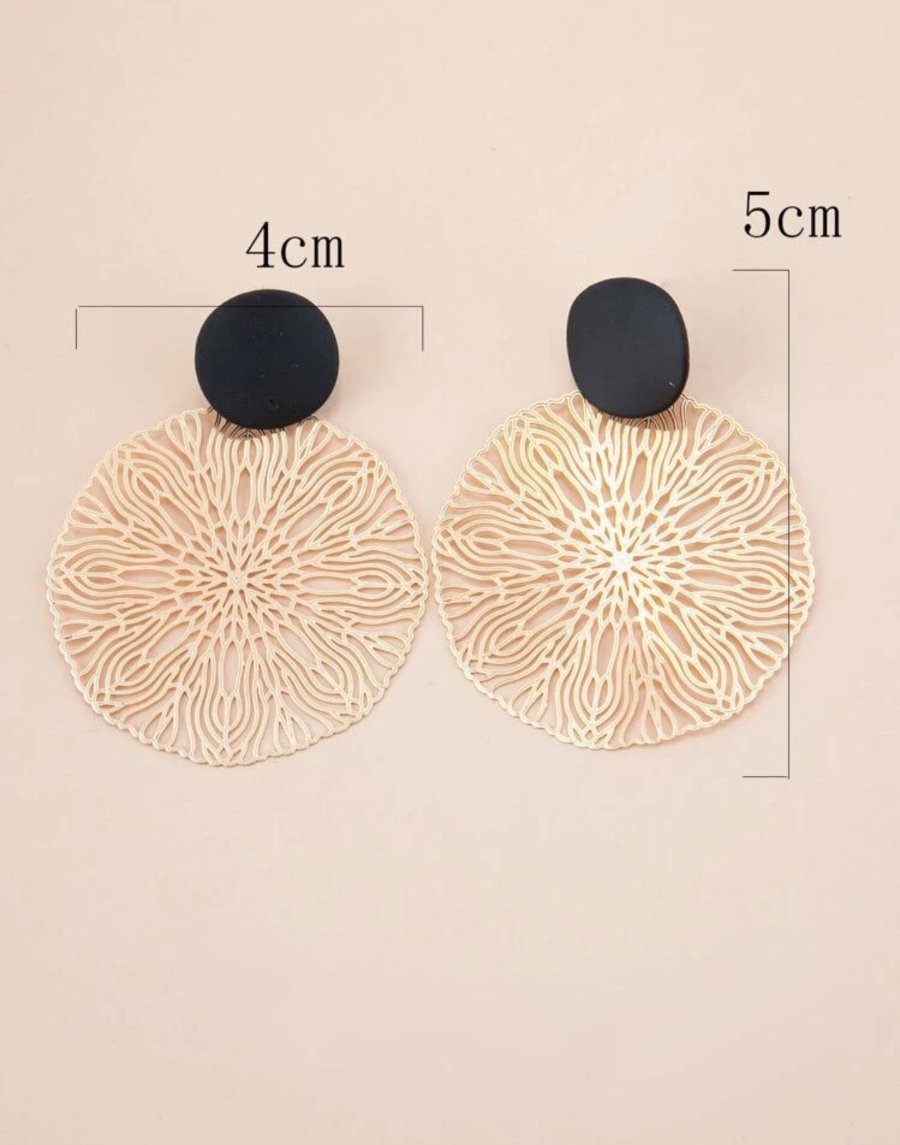 . Naomi Gold Circle Filagree Earrings