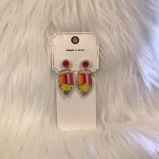 Pencil Beaded Earrings