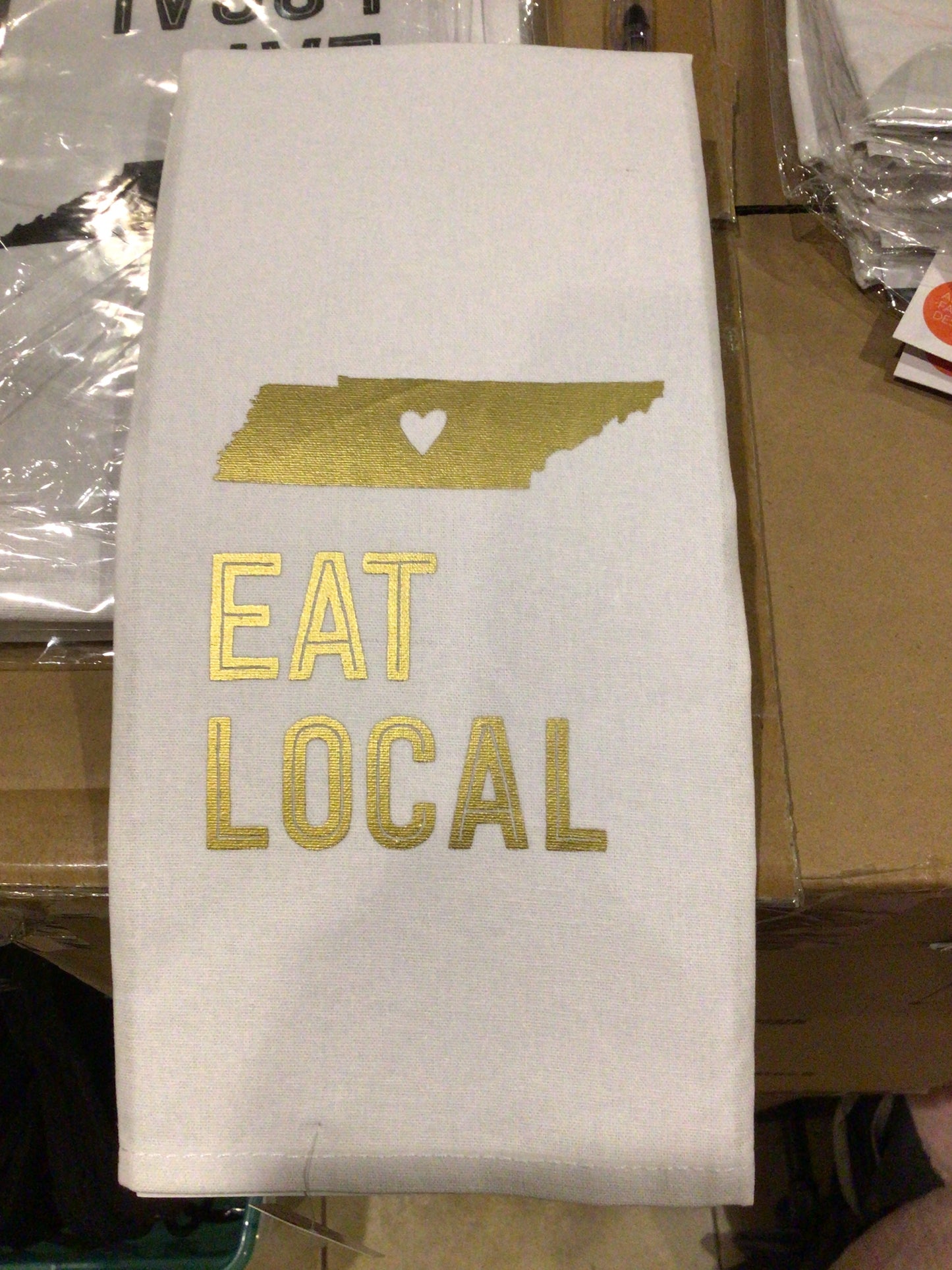 Eat Local TN Tea Towel - Gold