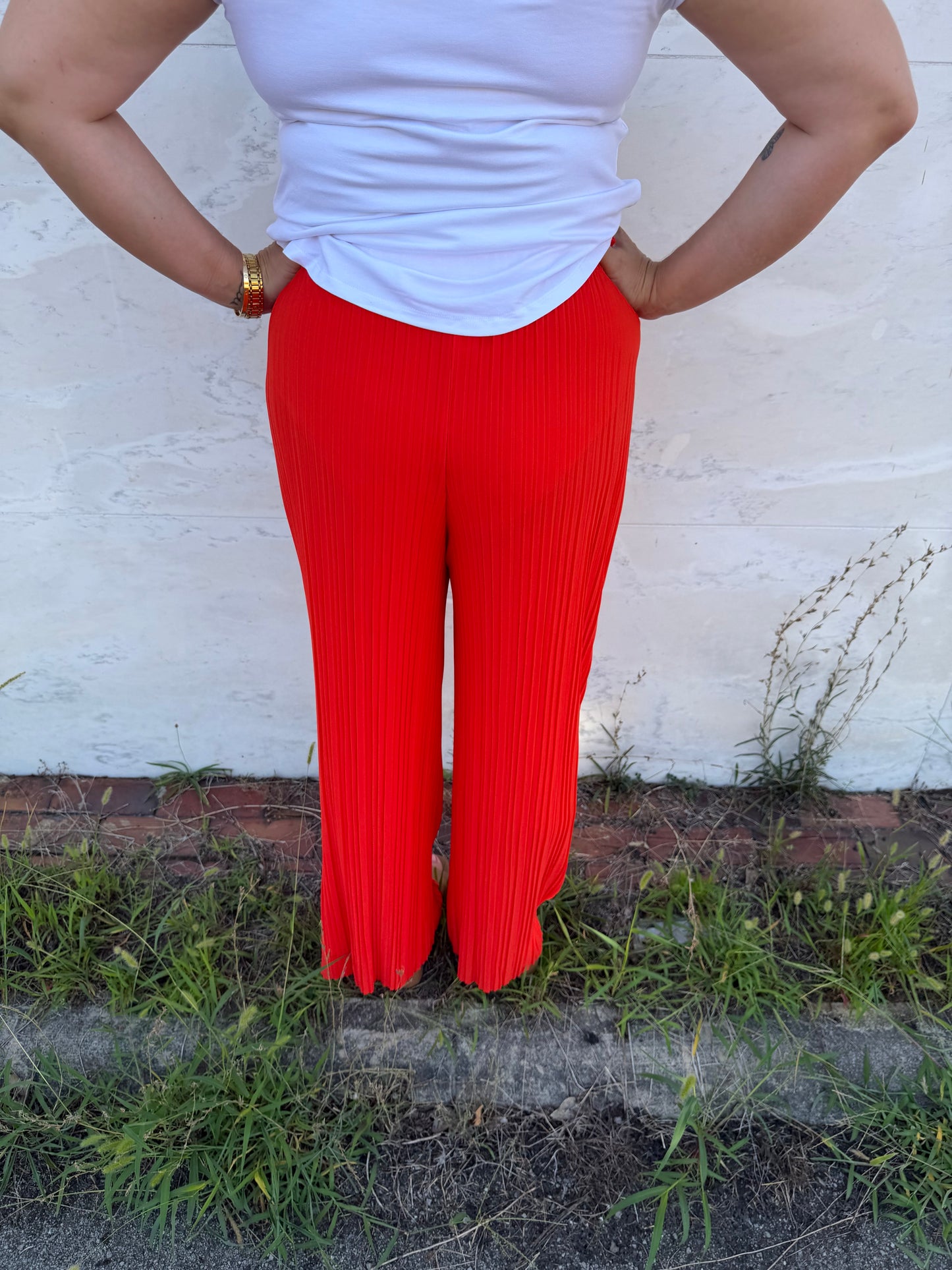 Orange Love Tie Front Pleated Pant