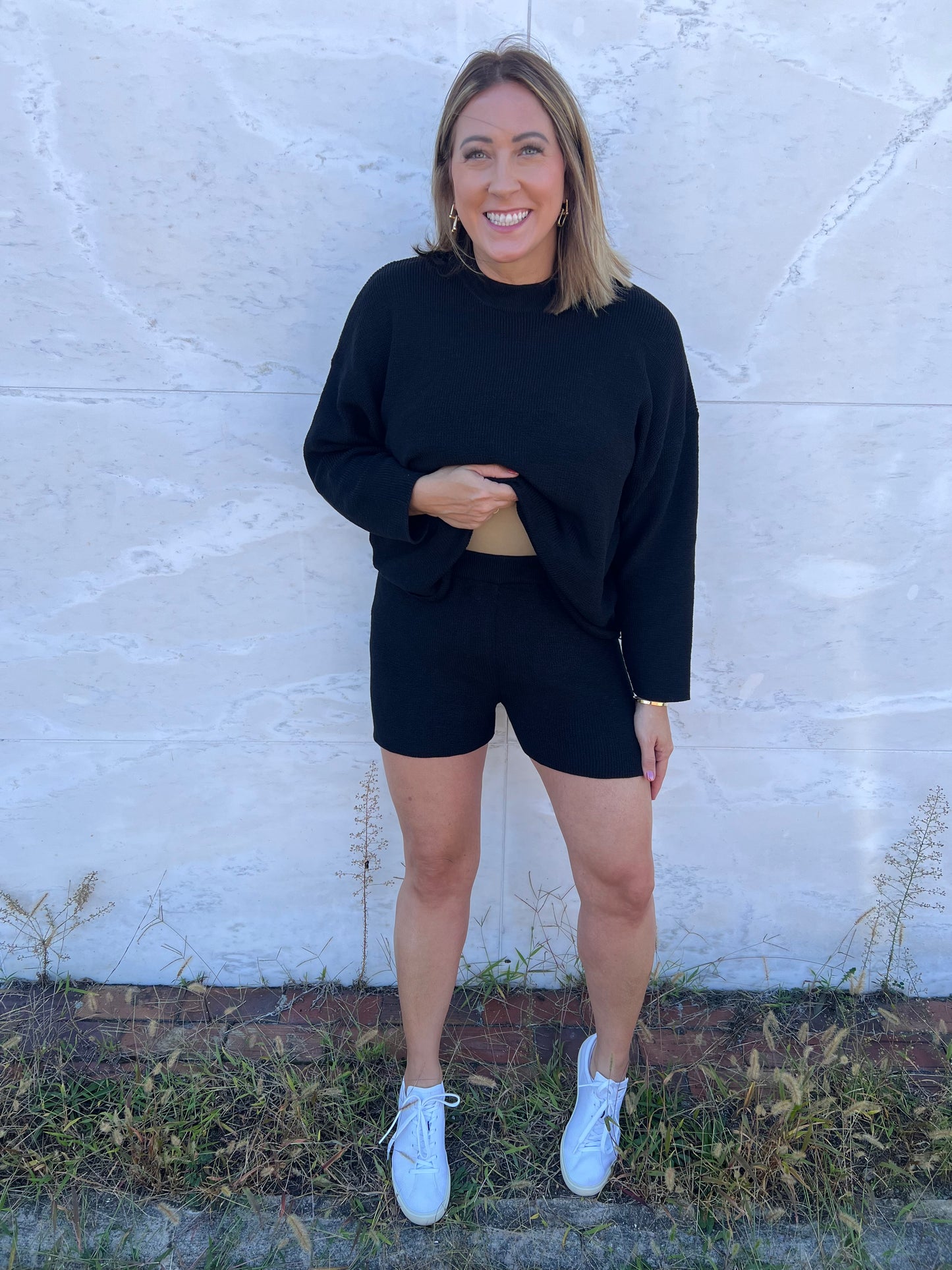 . Lounging Vibes Round Neck Sweater and sweater Short Set