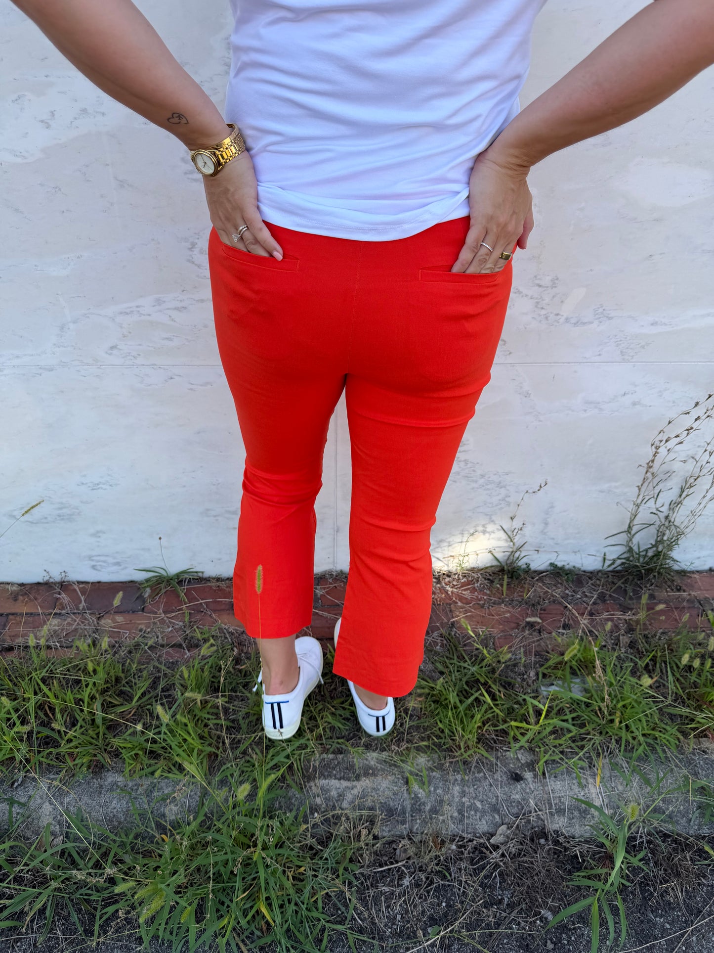 Pull On Millenium Orange Cropped Flare Pant