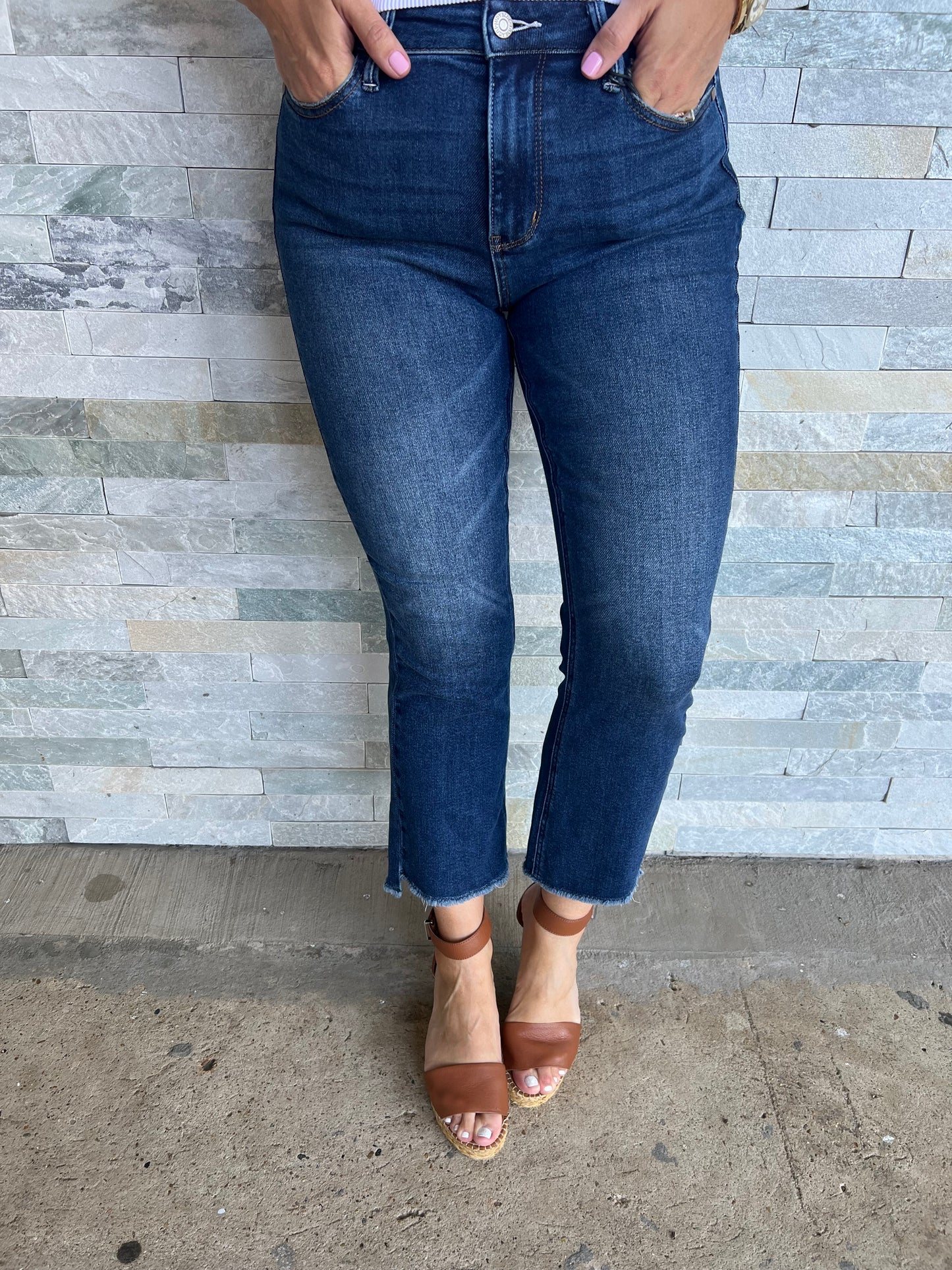 . Judy Blue HW Dark Wash Kick Flare Jeans