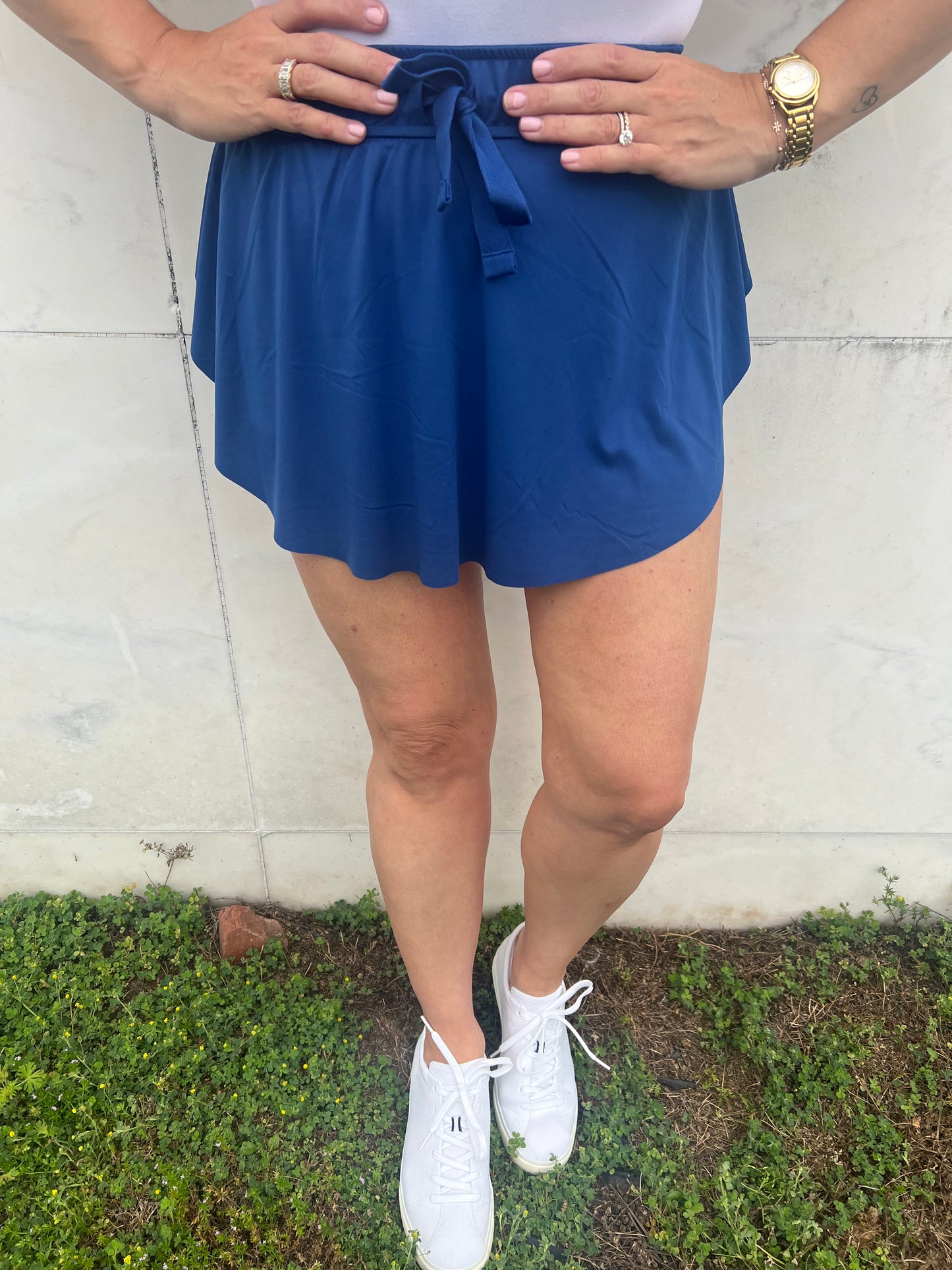 . Lake Breeze Ruffle Hem Blue Tennis Skort