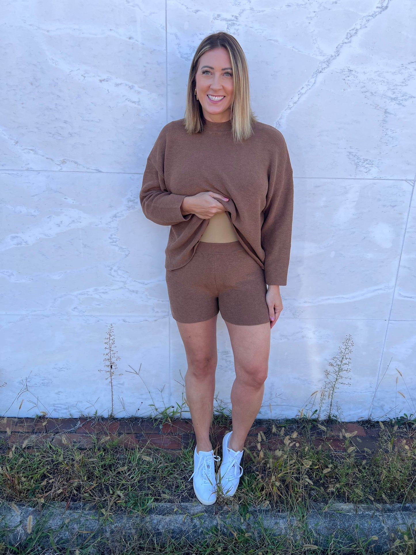 . Lounging Vibes Round Neck Sweater and sweater Short Set