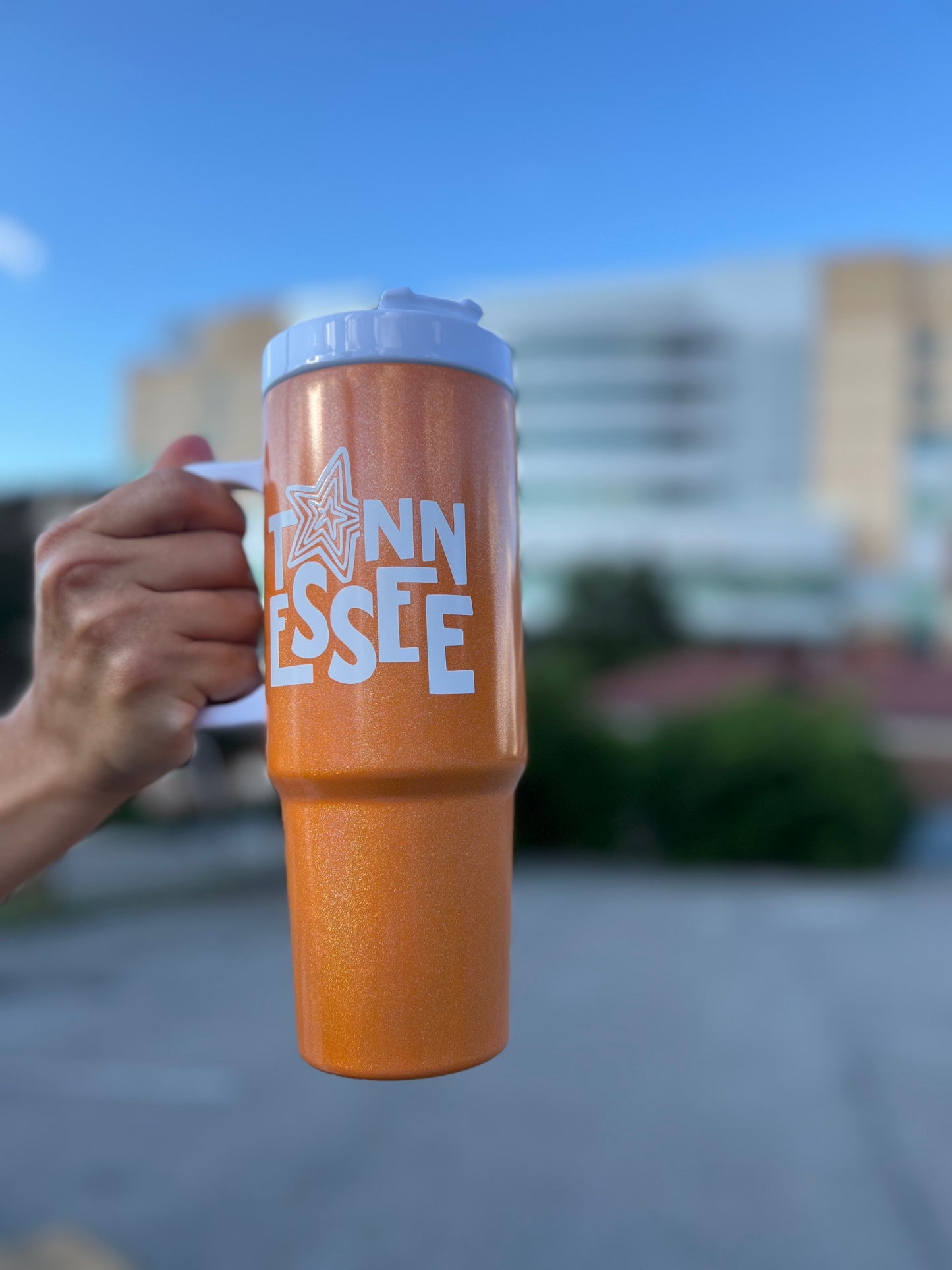 Load image into Gallery viewer, .Tennessee Orange Glitter Stainless Tumbler
