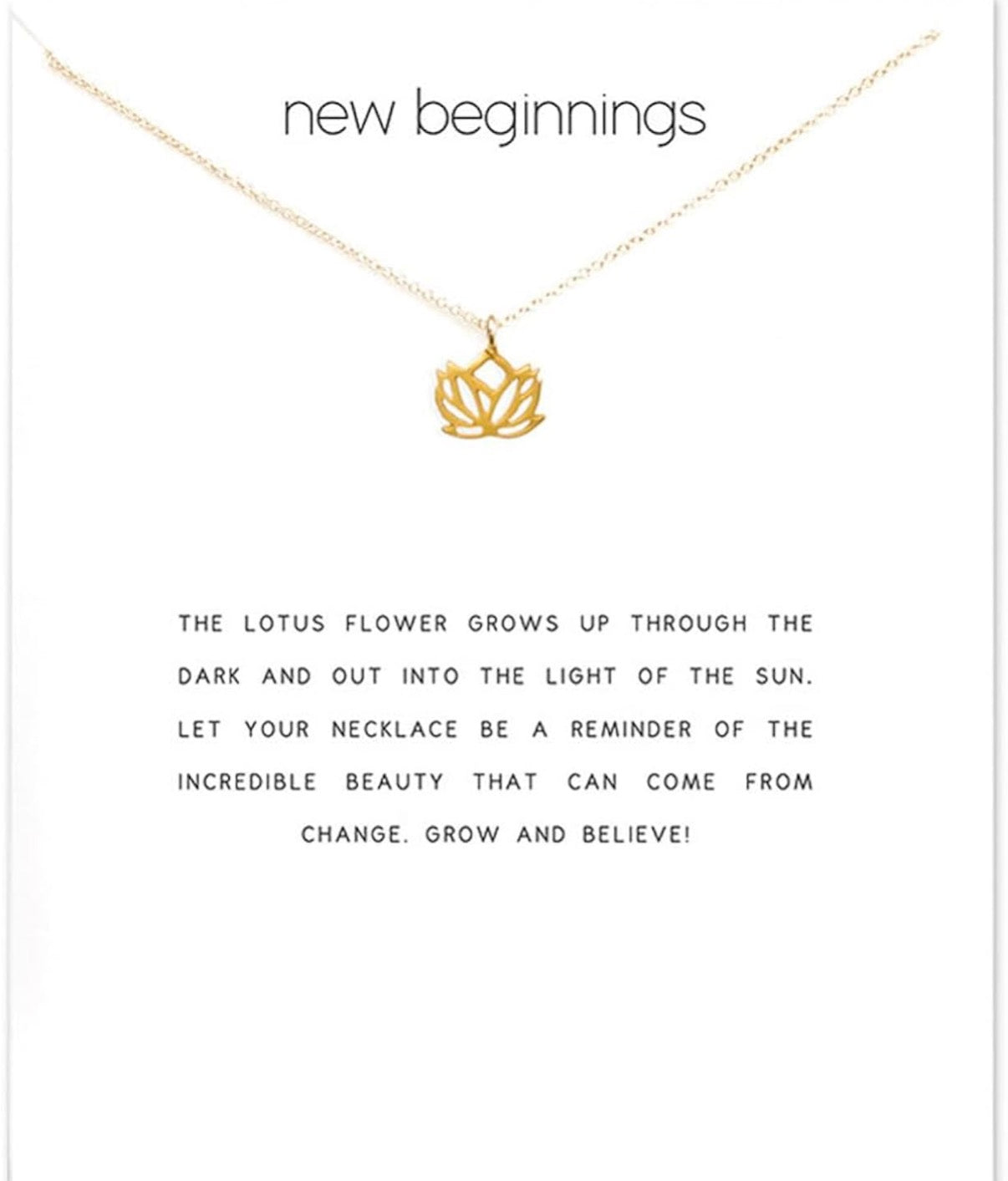 . New Beginnings Lotus Card Necklace