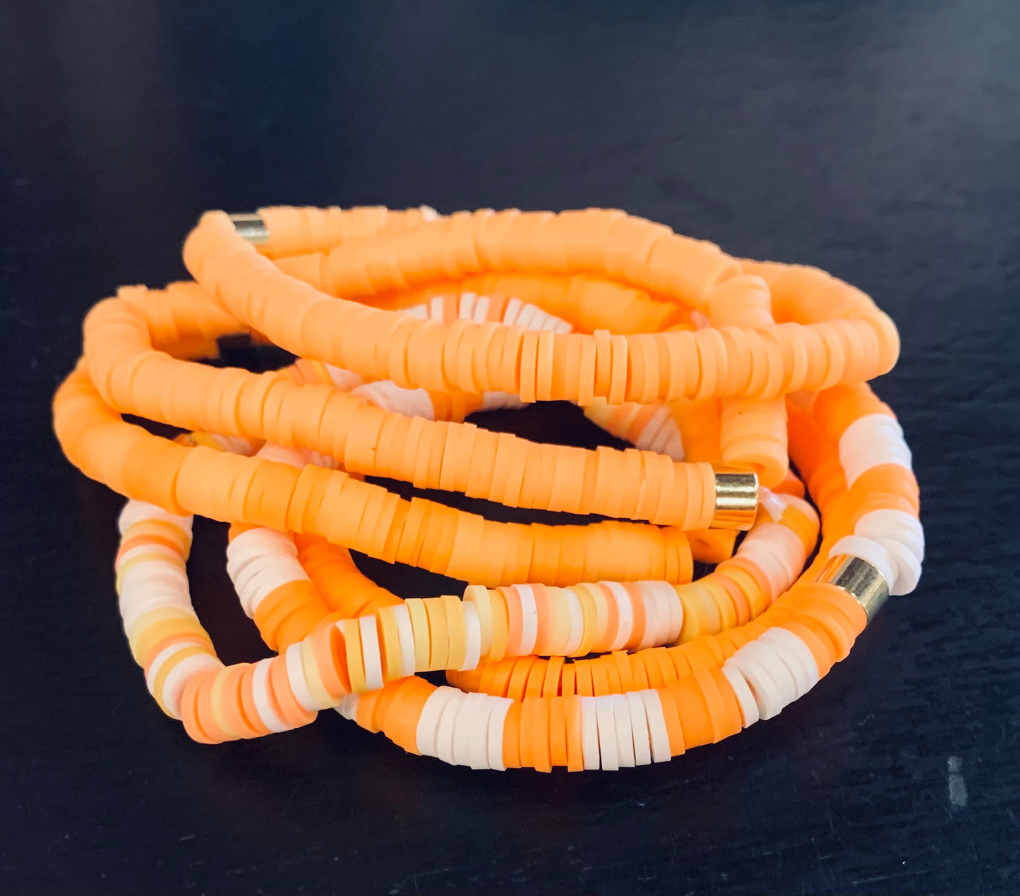 Orange and White Bracelet Set