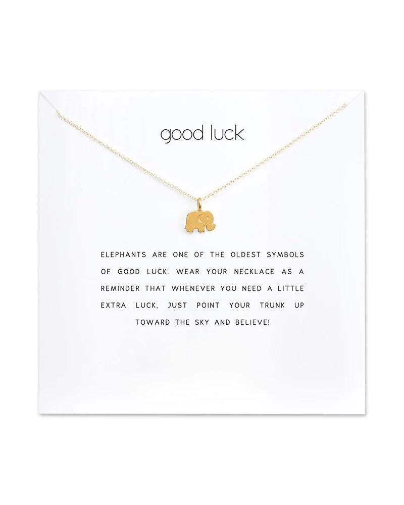 . Good Luck Elephant Card Necklace