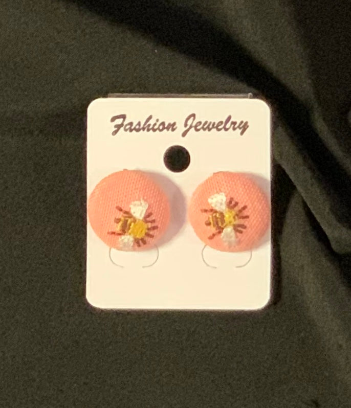 Bee Button Earrings