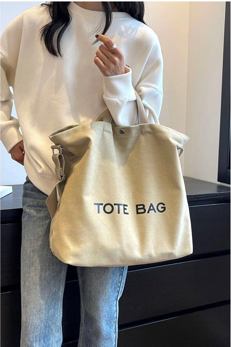 . MINIMALIST LARGE CAPACITY CANVAS SHOULDER TOTE BAG