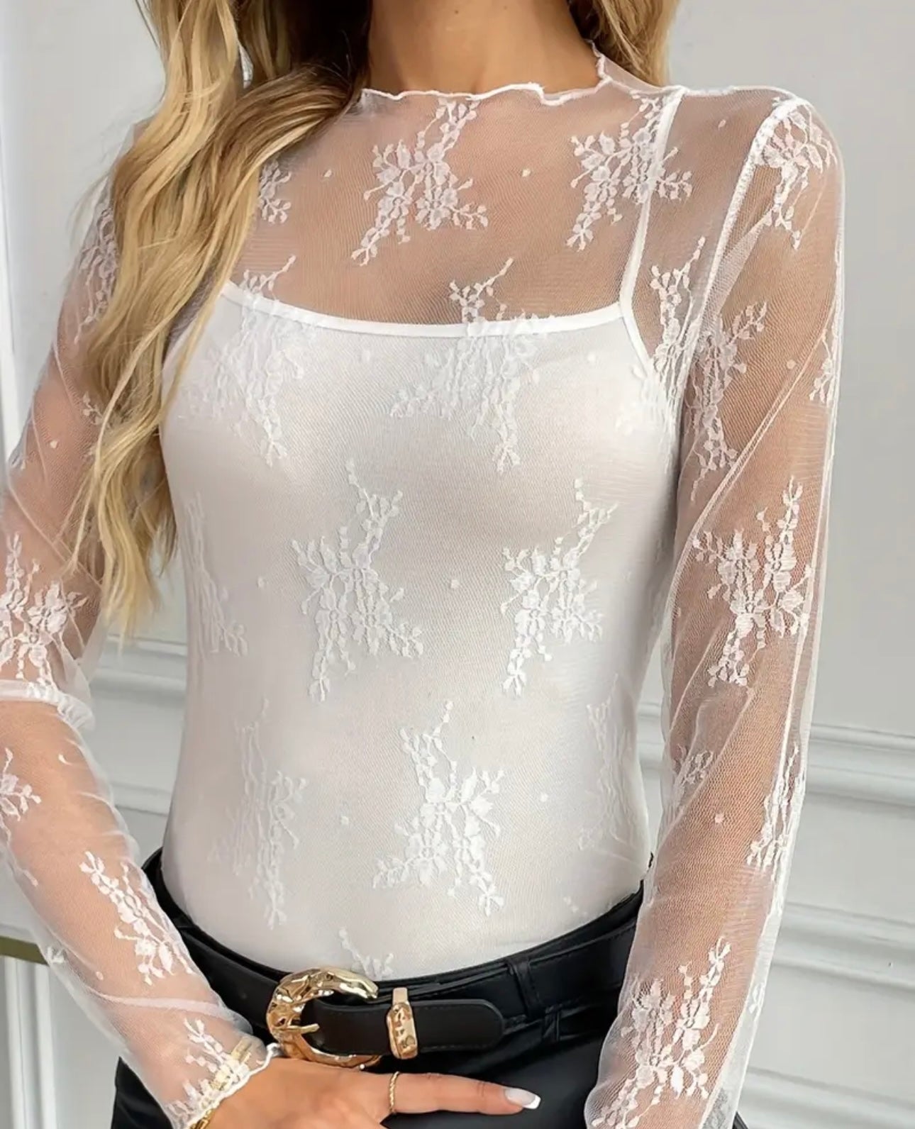 Wild Flower White Floral Mesh Top