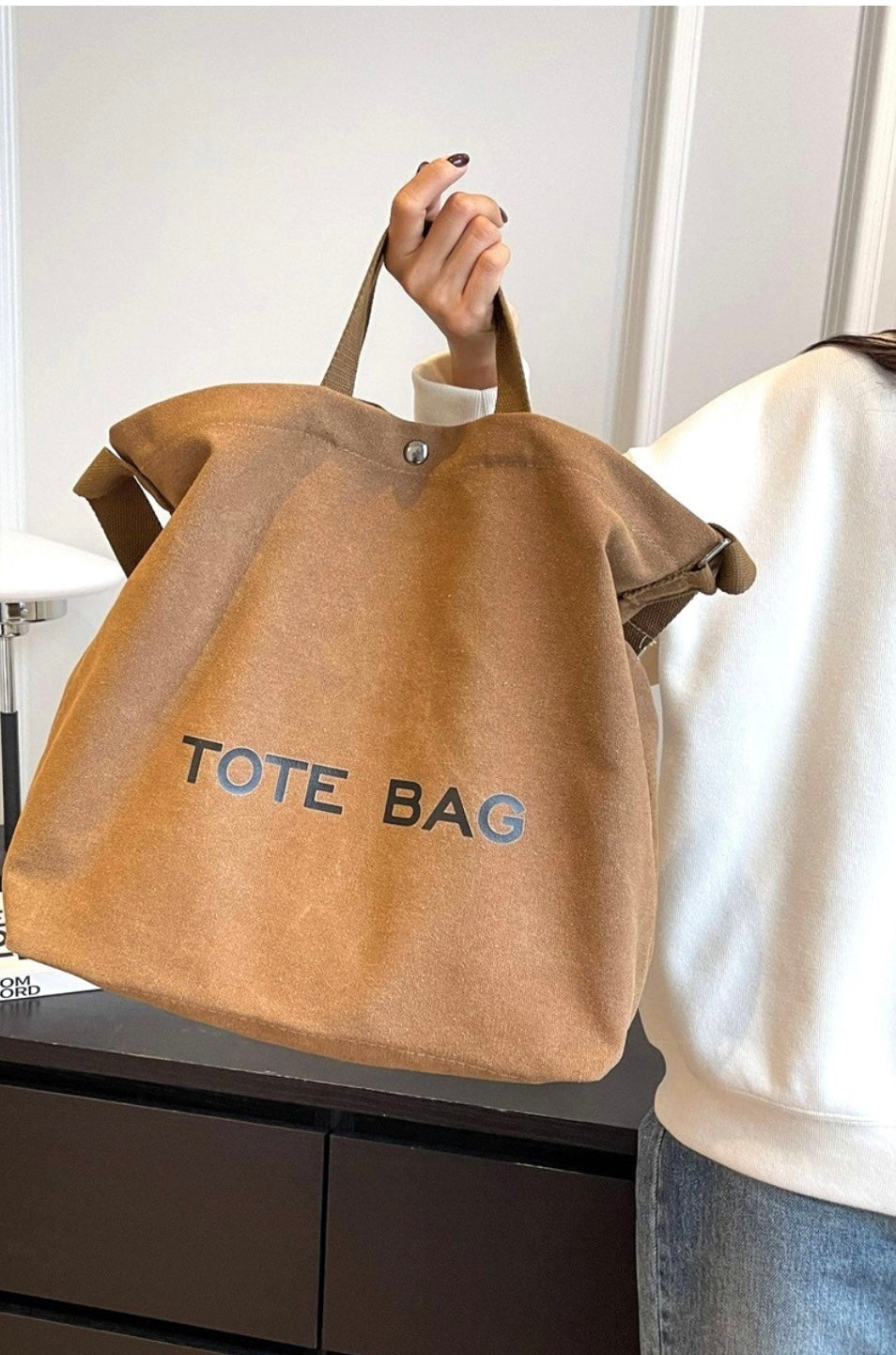 . MINIMALIST LARGE CAPACITY CANVAS SHOULDER TOTE BAG
