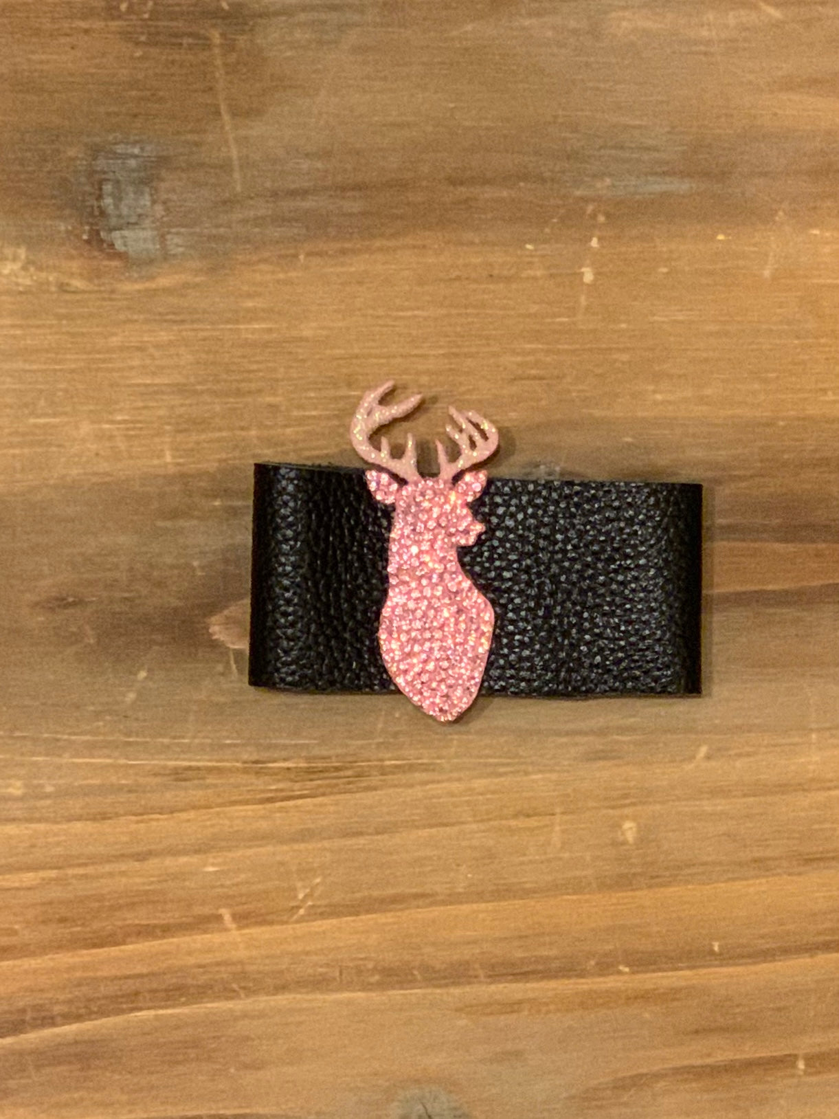 Rhinestone Deer Faux Leather Cuff Bracelet