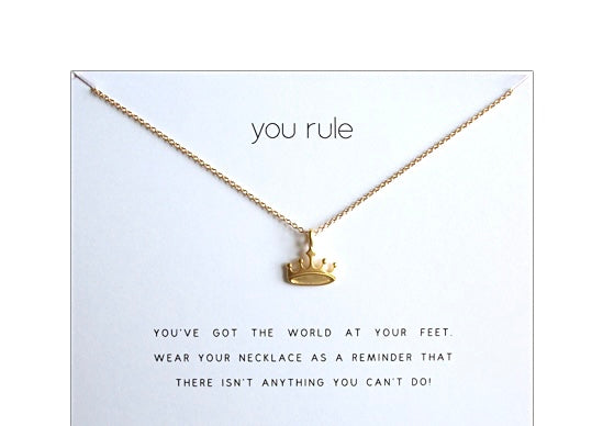You Rule Crown card Necklace
